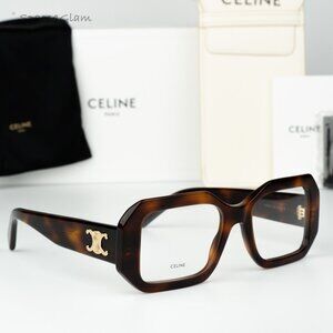 Celine Women Eyeglasses Blonde Havana Demo Rectangle CL50155I 053 NEW AUTHENTIC